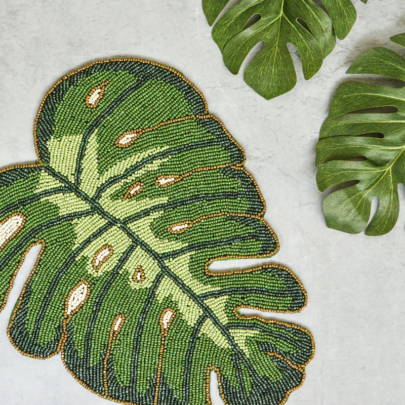 Beads Monstera Leaf Mat - Image 2