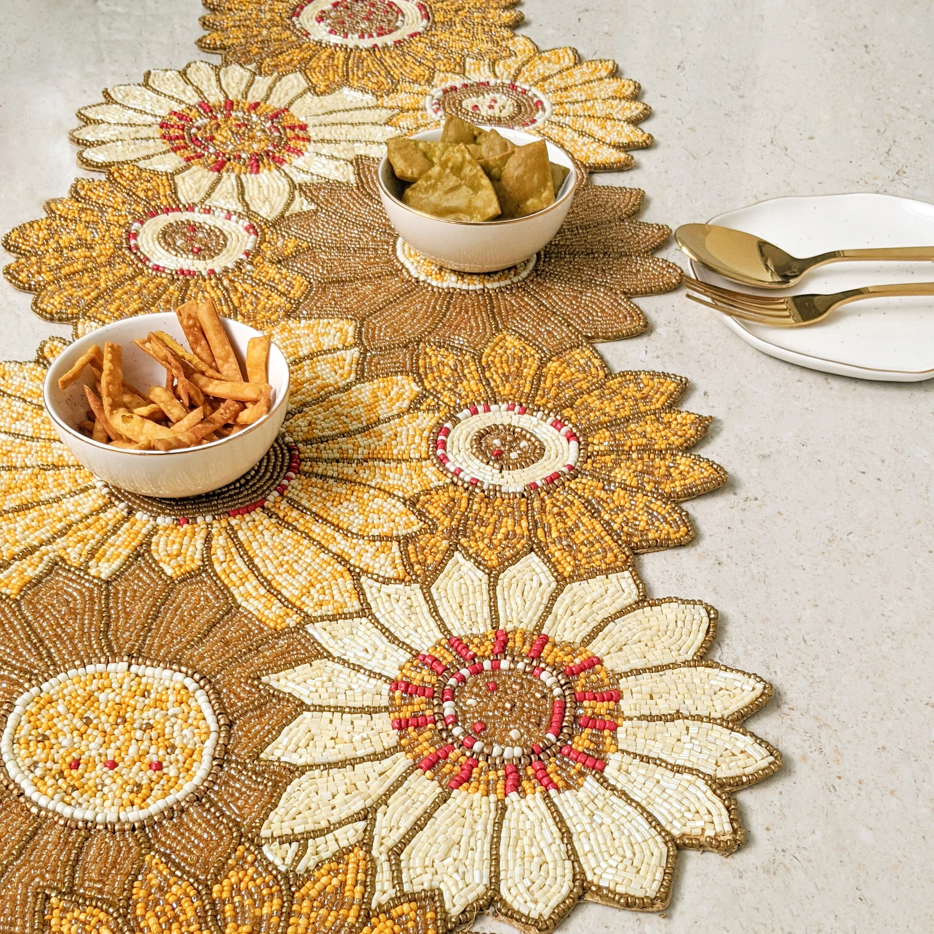 BEADS Sunflower Runner - Yellow, White and Gold - Image 2