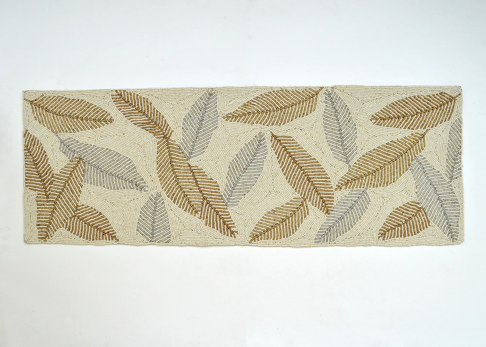 Beads White and Gold Leaf Runner - Image 7
