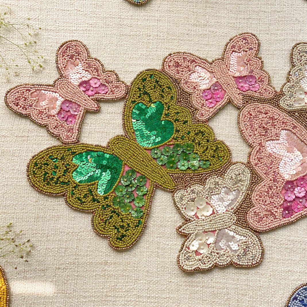 BEADS Butterfly Runner - Pink Green White - Image 3