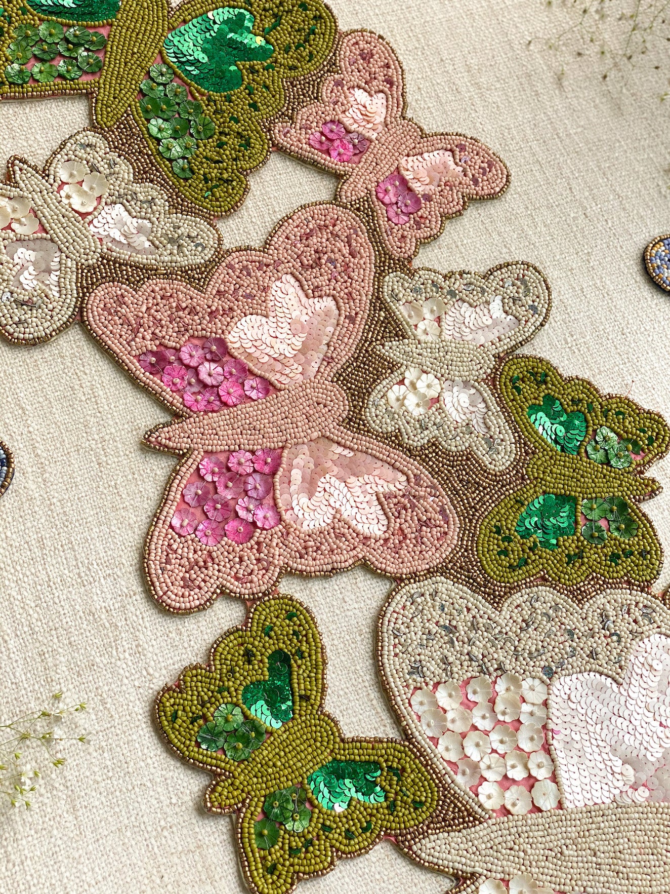 BEADS Butterfly Runner - Pink Green White - Image 6
