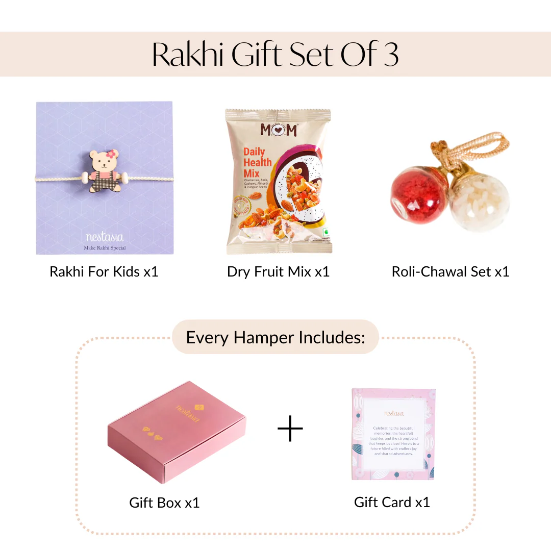 Beary Cute Rakhi Gift For Kids Set Of 3 With Box And Card - Image 6