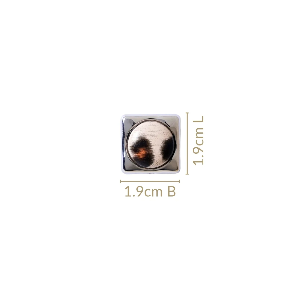 Beige Animal Print Silver Square Studs - Image 3