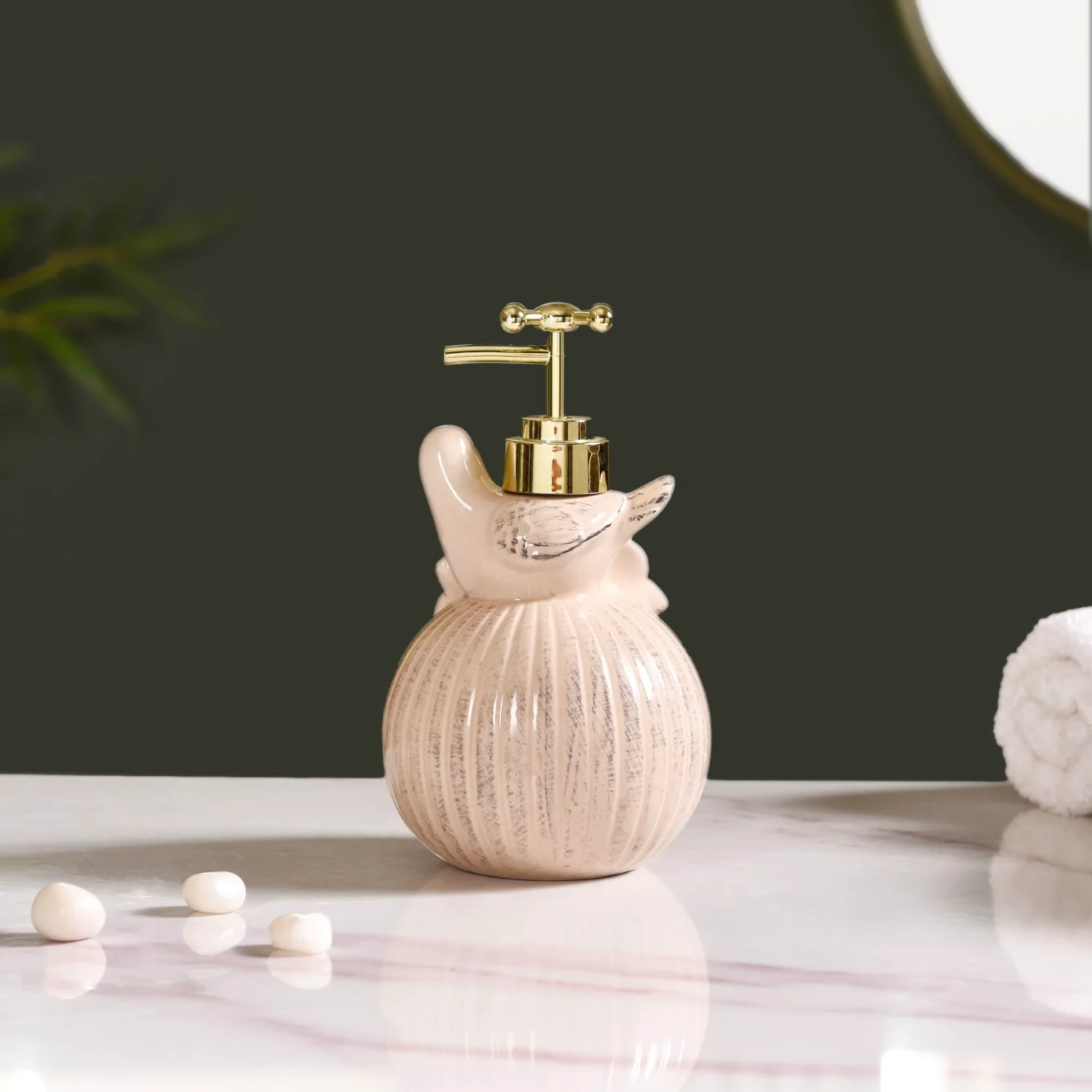 Beige Bird Design Ceramic Liquid Dispenser - Image 4