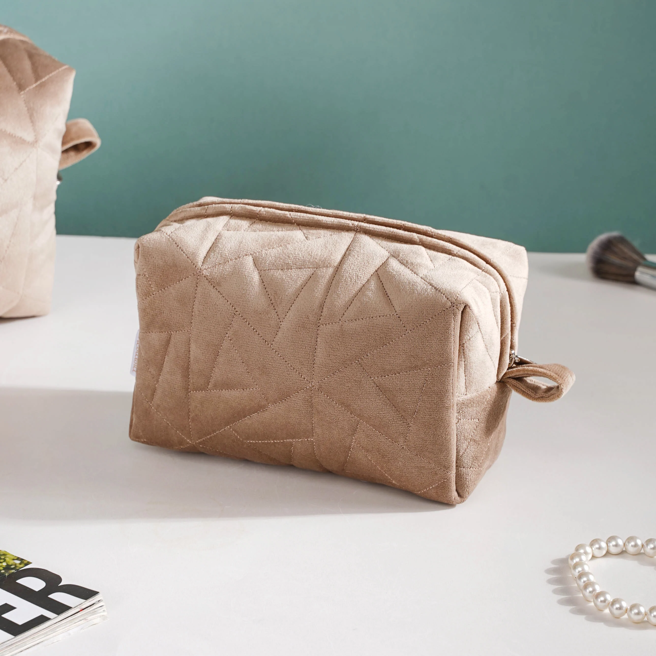 Beige Blossom Vanity Pouch Set Of 3 - Image 5