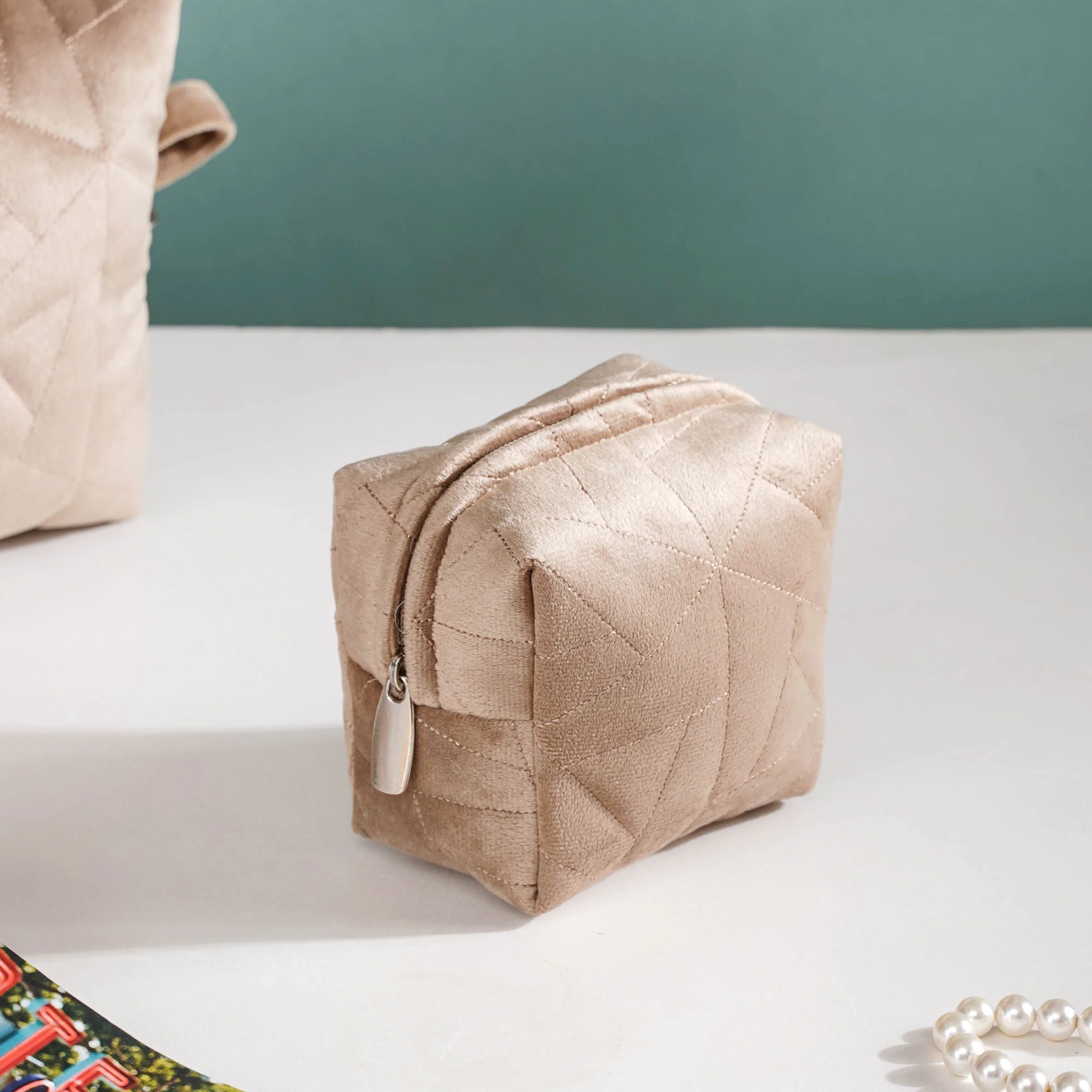 Beige Blossom Vanity Pouch Set Of 3 - Image 6