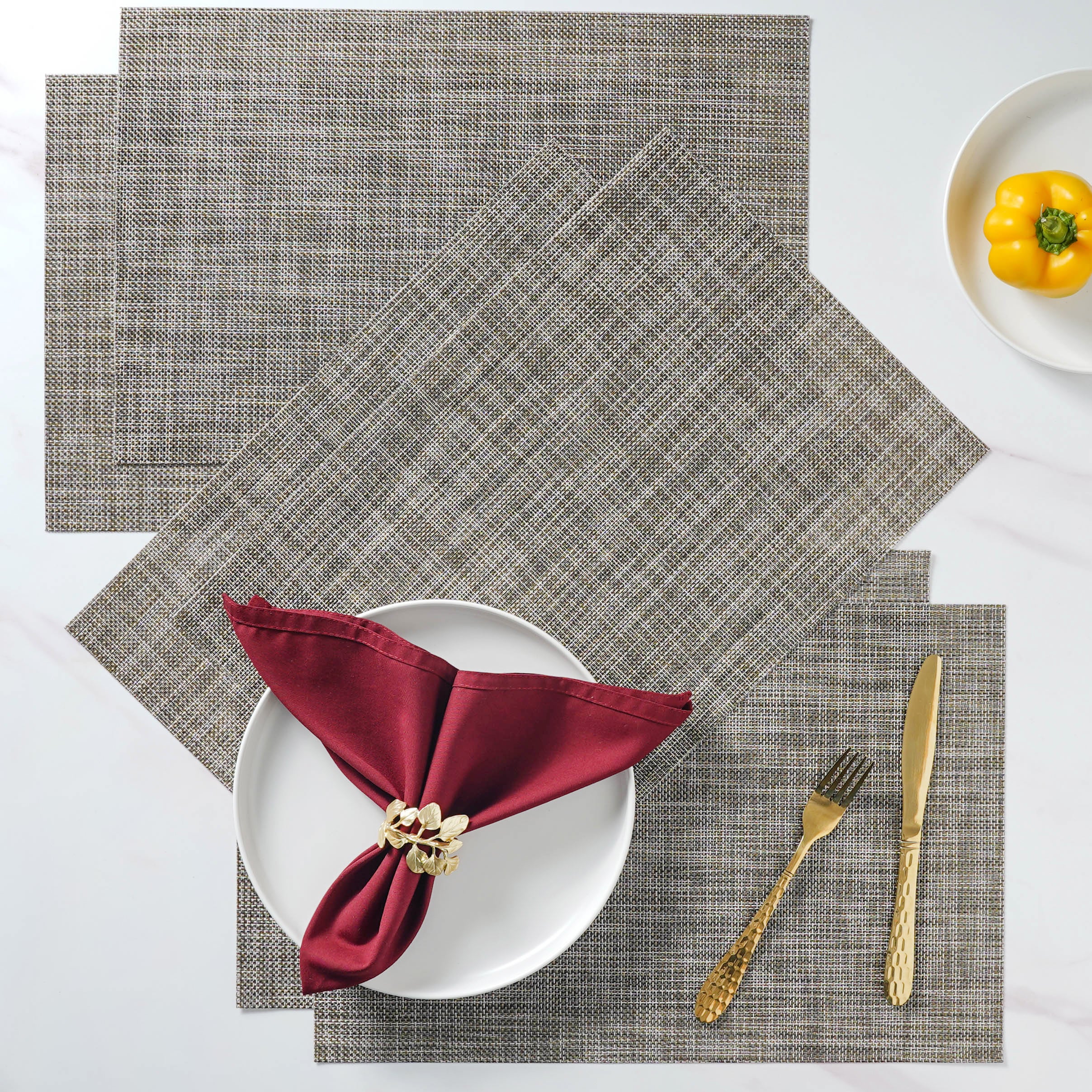 Beige-grey PVC Table Mat Set of 6