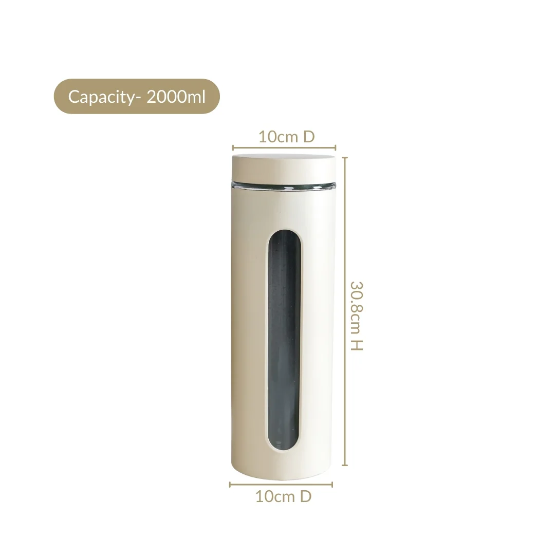 Beige Tall Kitchen Storage Canister Set Of 4 2000ml - Image 3