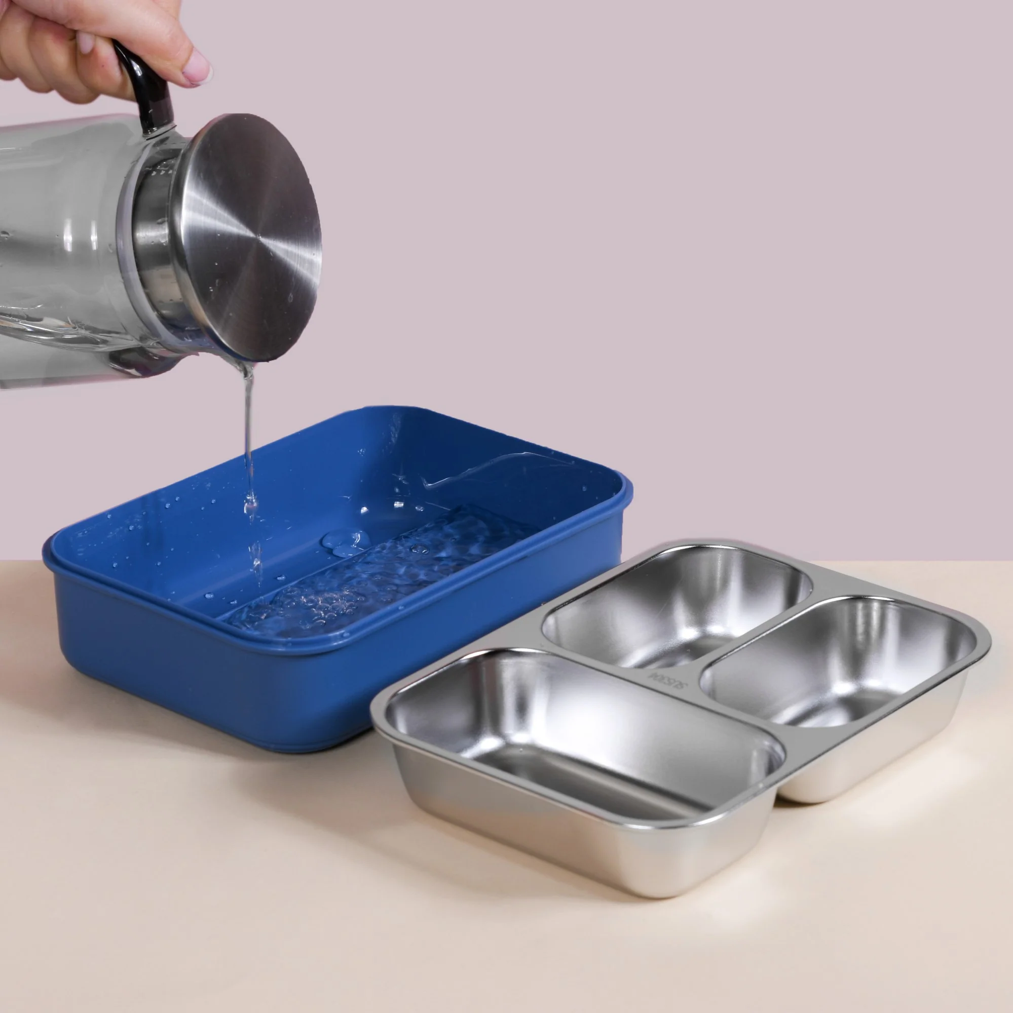 Bento Lunch Box With 3 Compartments Blue 750ml - Image 6