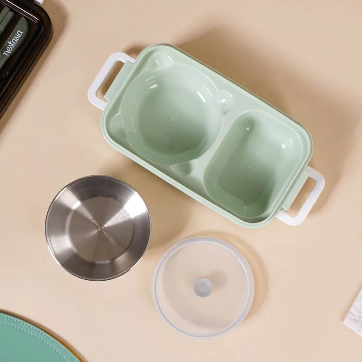 Bento Lunch Box With Mobile Holder Green 1050ml - Image 15