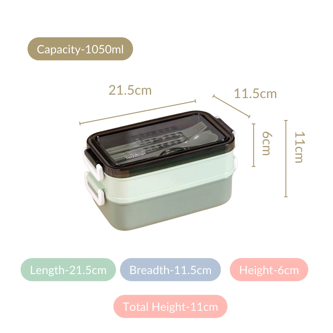 Bento Lunch Box With Mobile Holder Green 1050ml - Image 7
