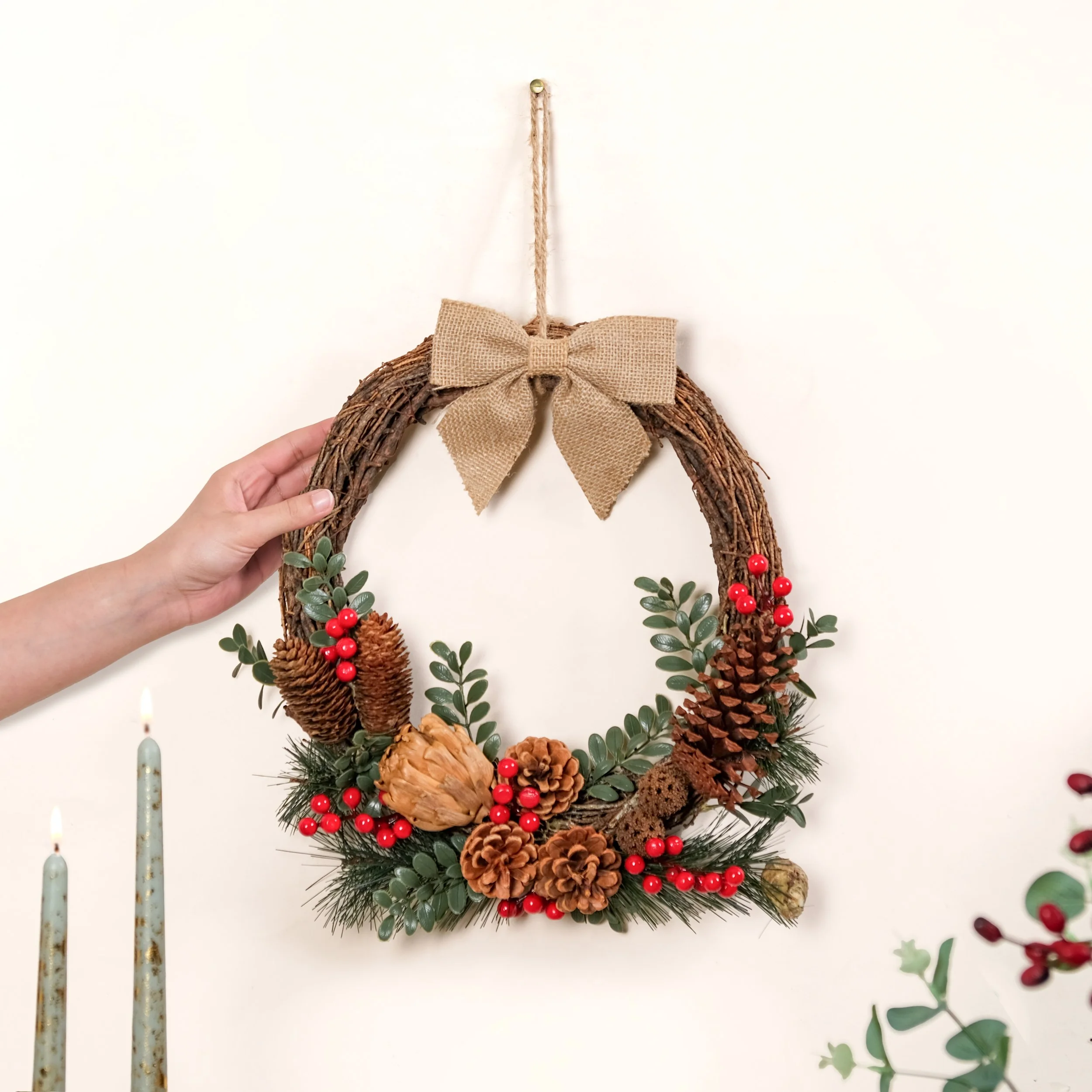 Berry Bow Ecofriendly Decorative Festive Wreath - Image 2