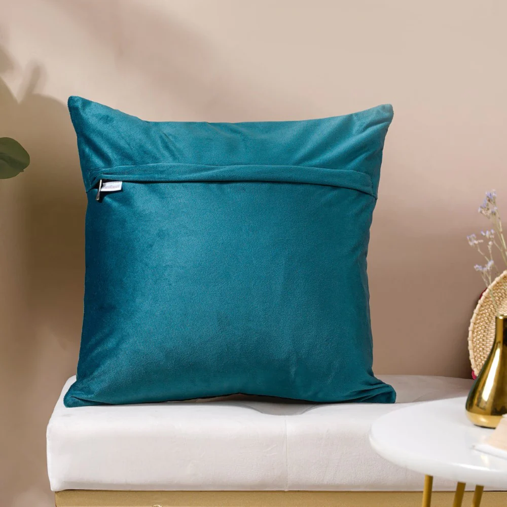 Beryl Green Quilted Velvet Cushion Cover 16 x 16 Inch - Image 10