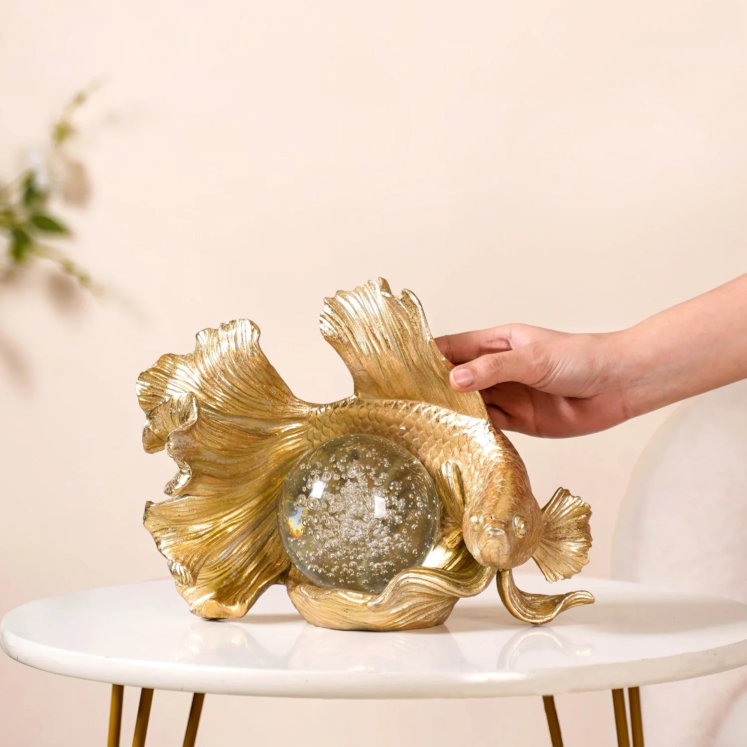 Betta Fish Sculpture With Crystal Ball - Image 2