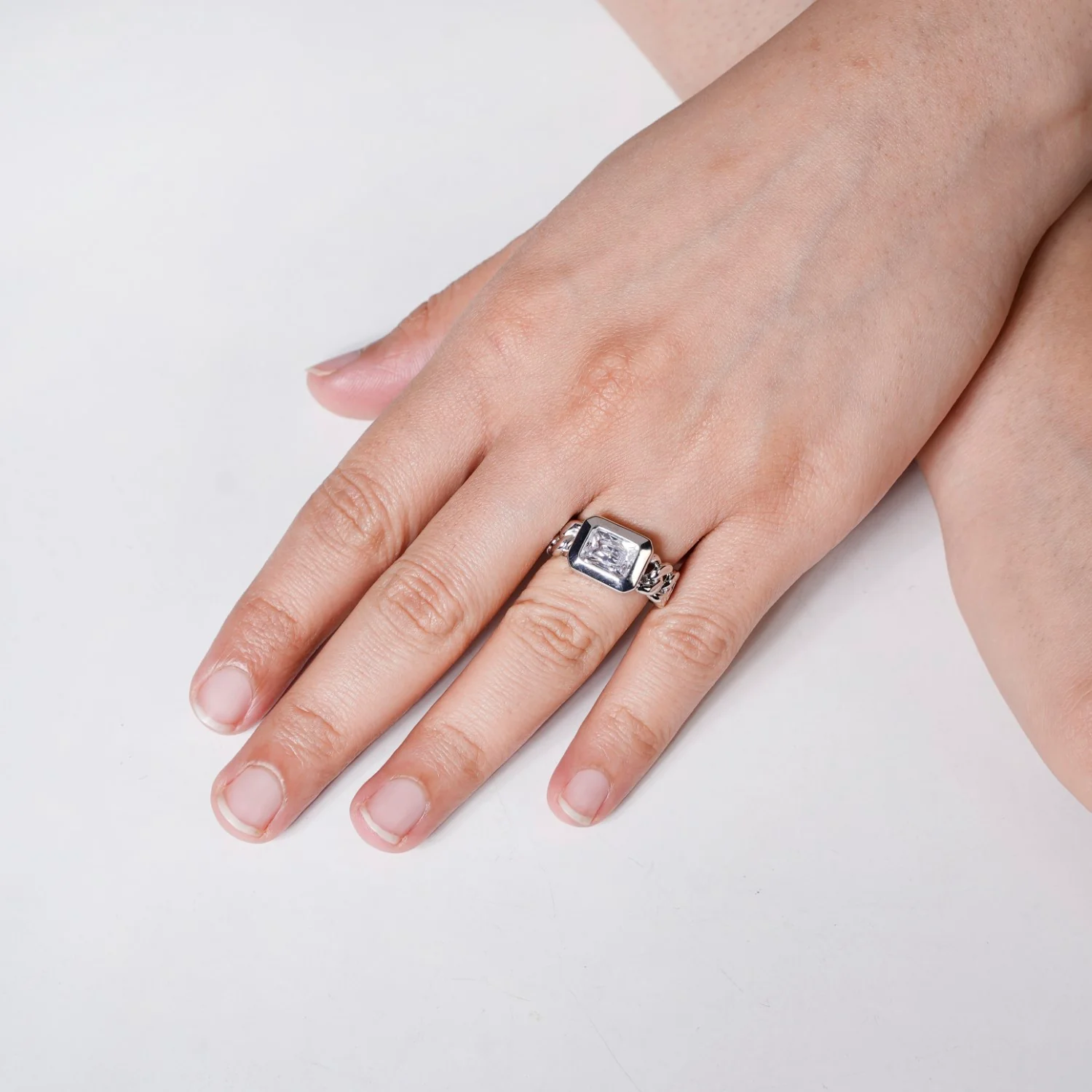 Bezel Cut Silver Ring - Image 2
