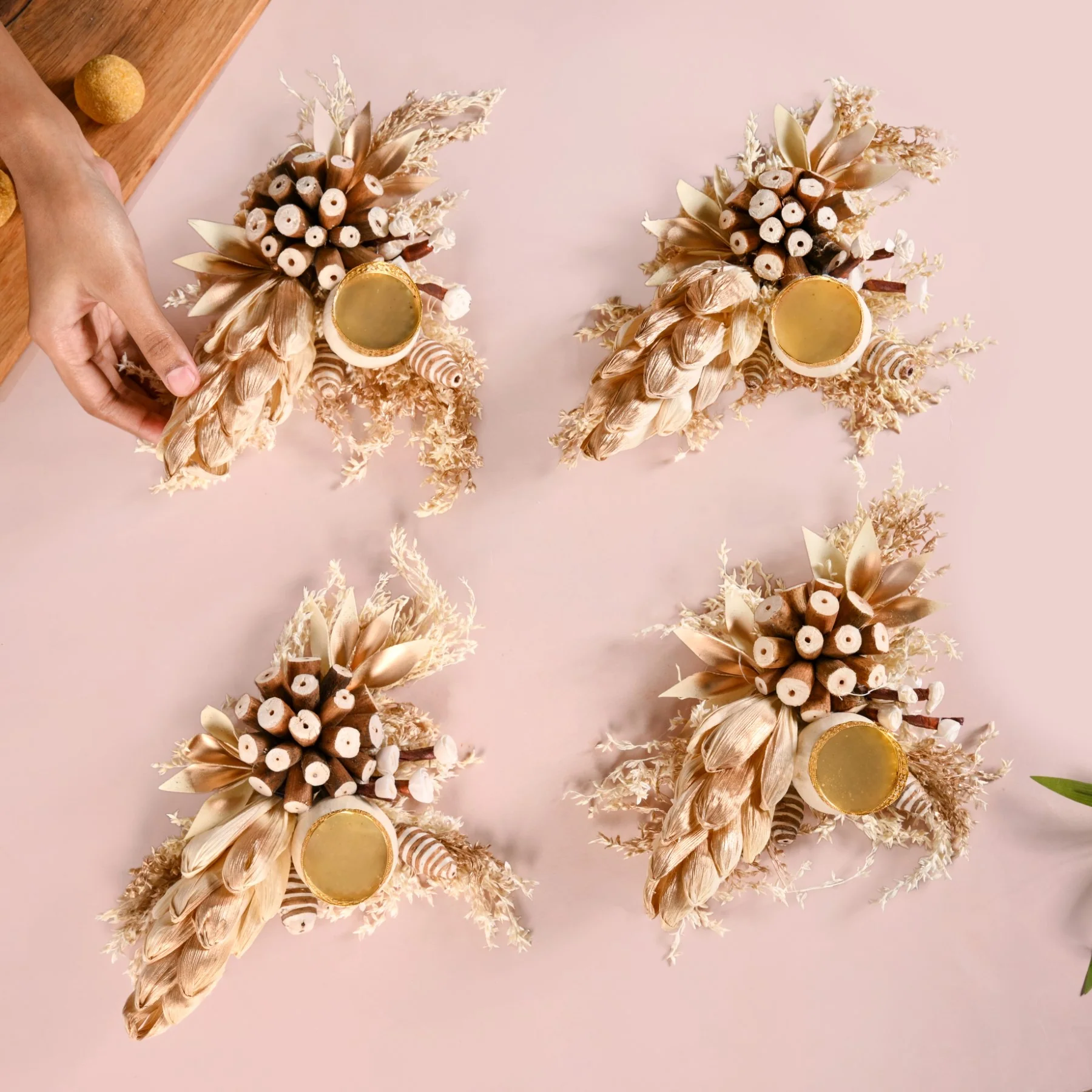 BioBloom Organic Tea Light Candle Holder Set Of 4 - Image 2