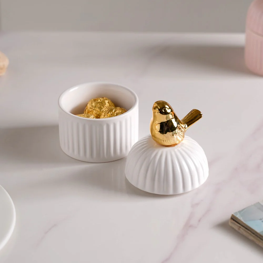 Bird Ceramic Canister White - Image 7