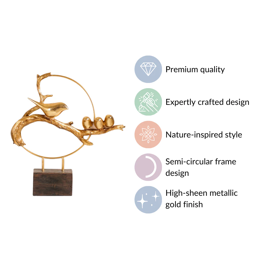 Bird Family Sculpture Showpiece Gold - Image 6