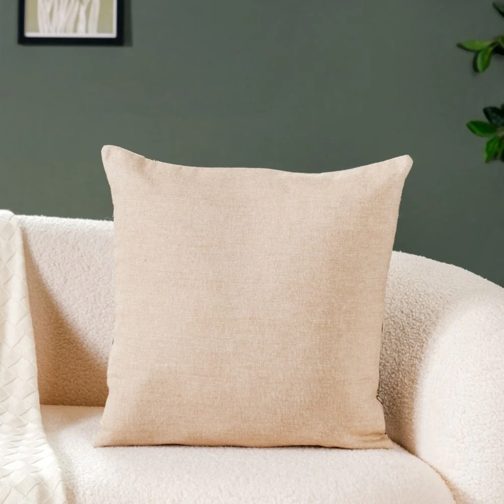 Birds Embroidered Cotton Linen Cushion Cover 16x16 Inch - Image 3