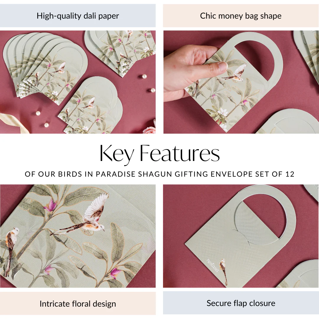 Birds In Paradise Gifting Envelope For Cash Set Of 12 - Image 6