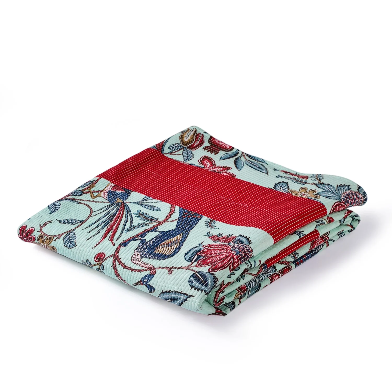 Birdsong Symphony Quilted Bedcover Mint 254x221cm - Image 5