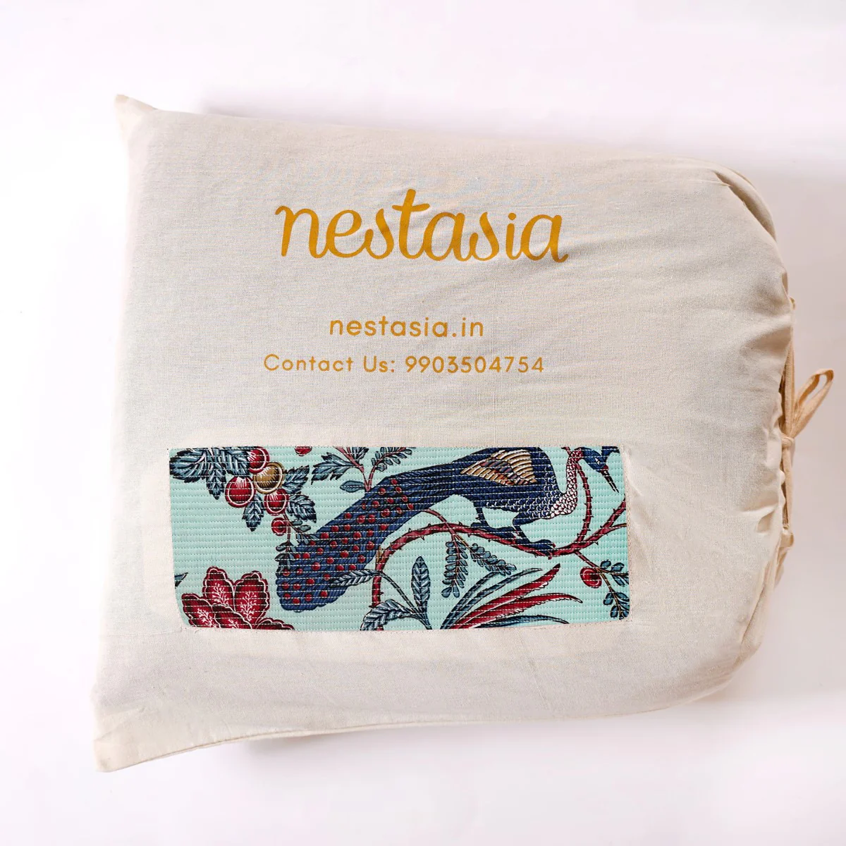 Birdsong Symphony Quilted Bedcover Mint 254x221cm - Image 7