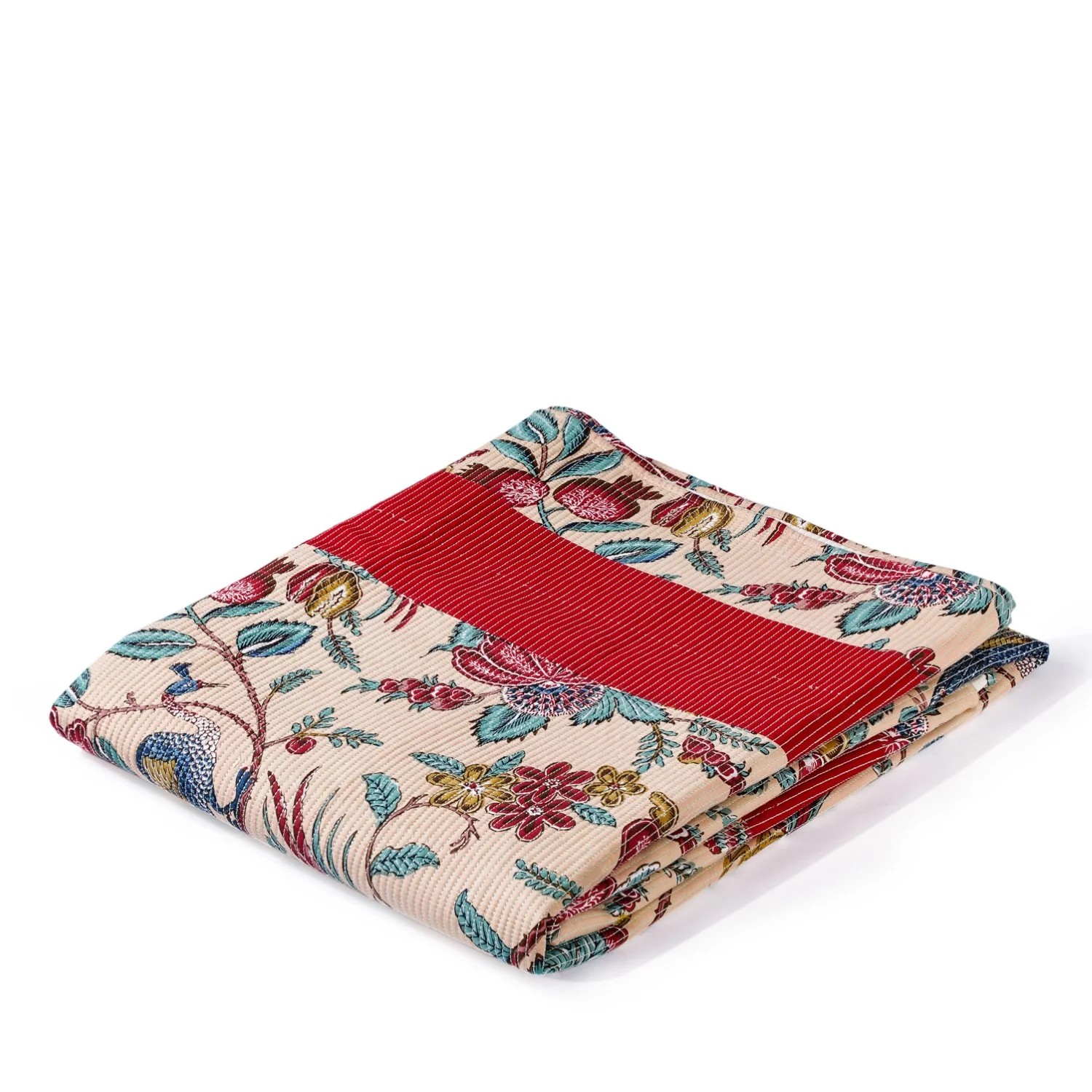 Birdsong Symphony Quilted Bedcover Peach 254x216cm - Image 6