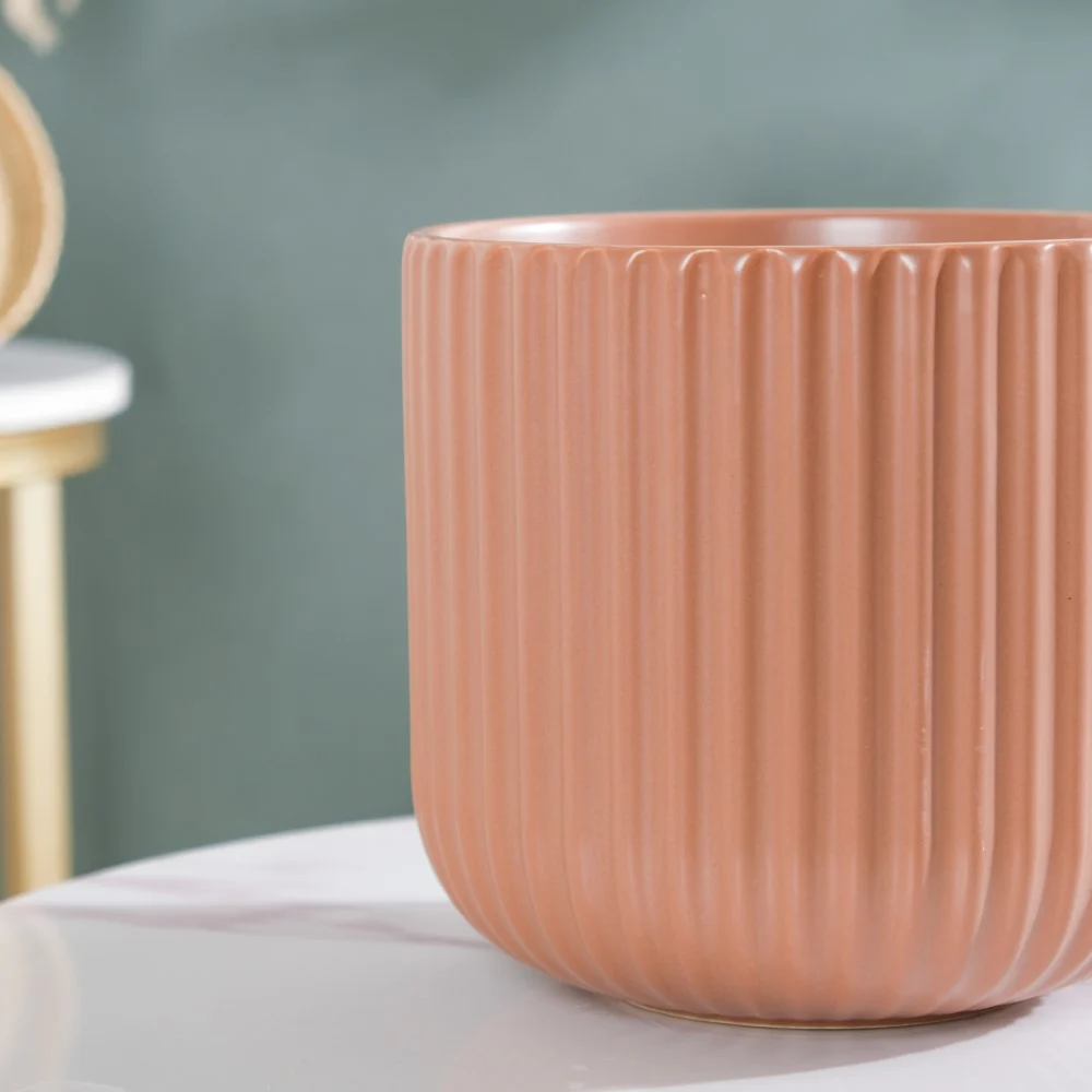 Biscuit Brown Fluted Vase Large - Image 4