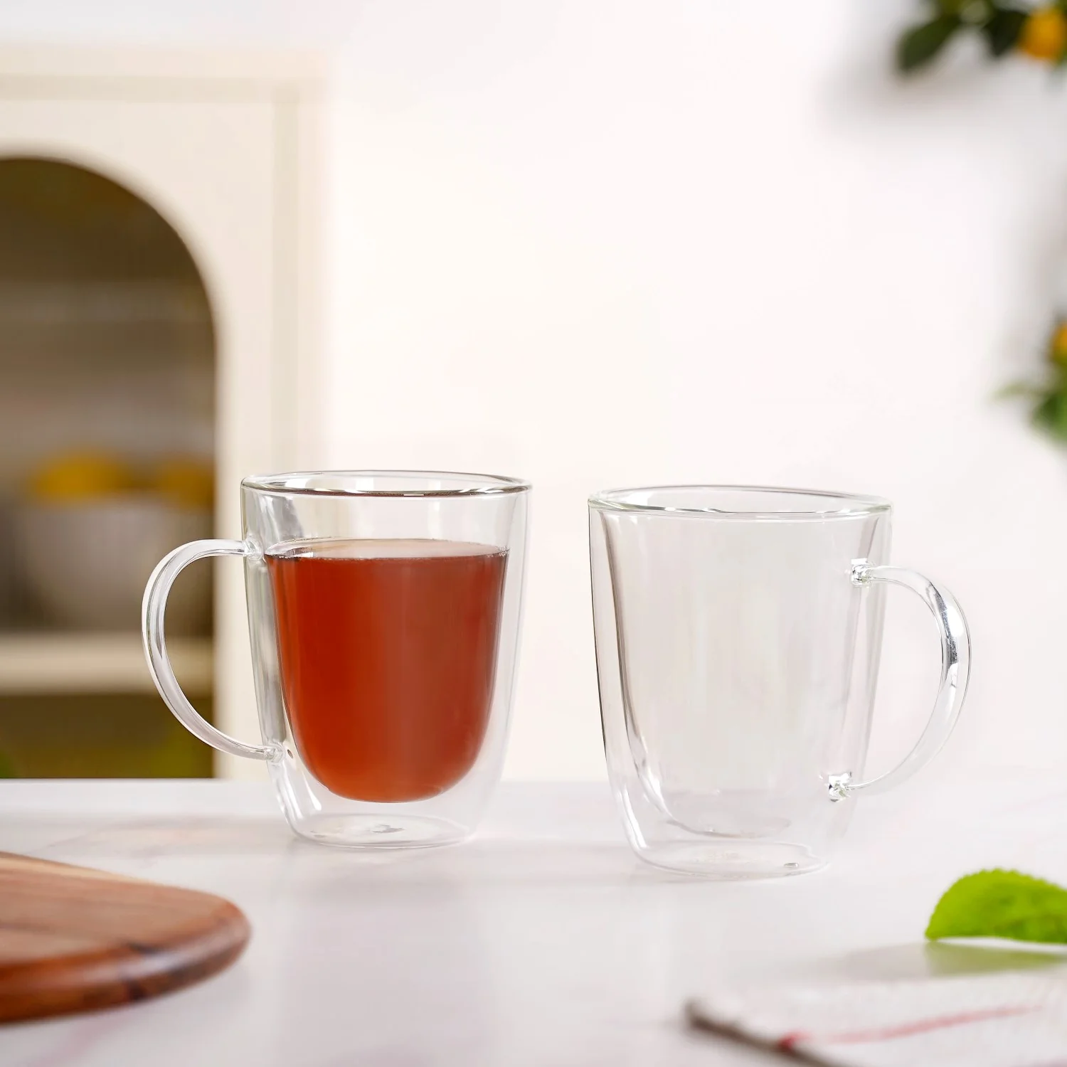 Bistro Style Double Wall Glass Coffee Mugs Set Of 2 300ml - Image 5