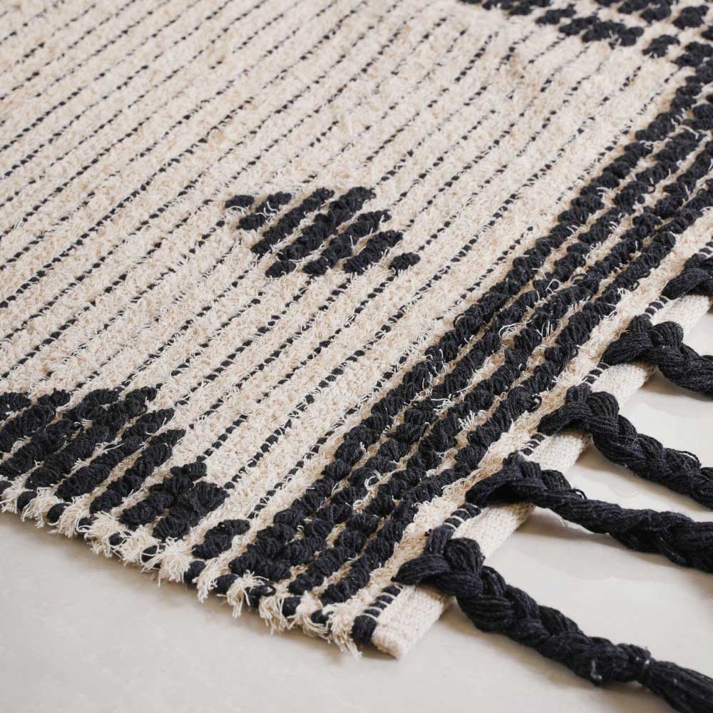 Black and Beige Hand Woven Carpet for Living Room - Image 14
