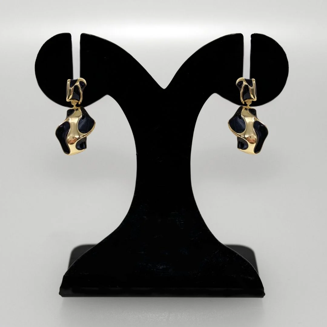 Black And Gold Abstract Danglers - Image 6