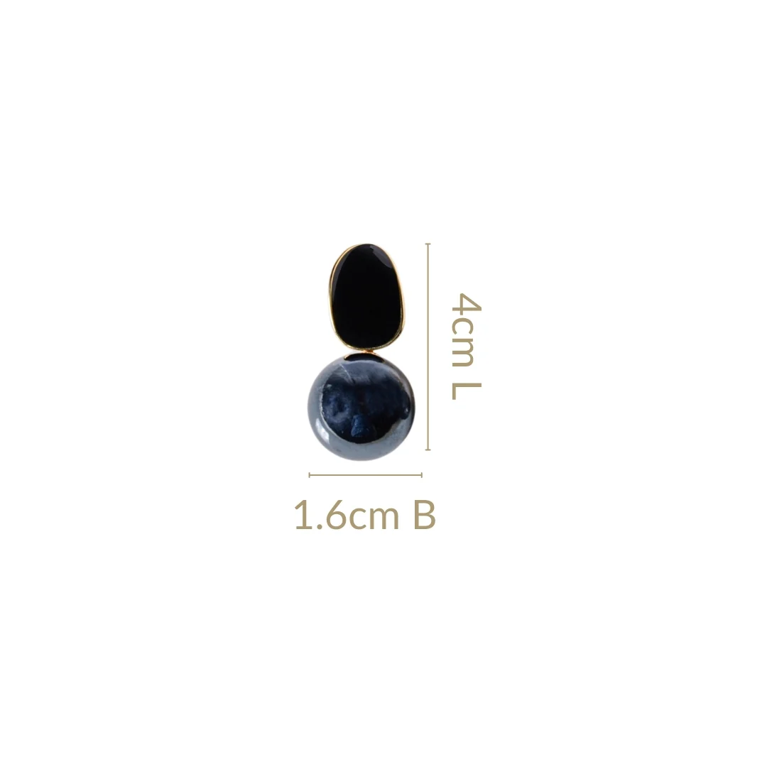 Black And Grey Contemporary Pearl Earrings - Image 3