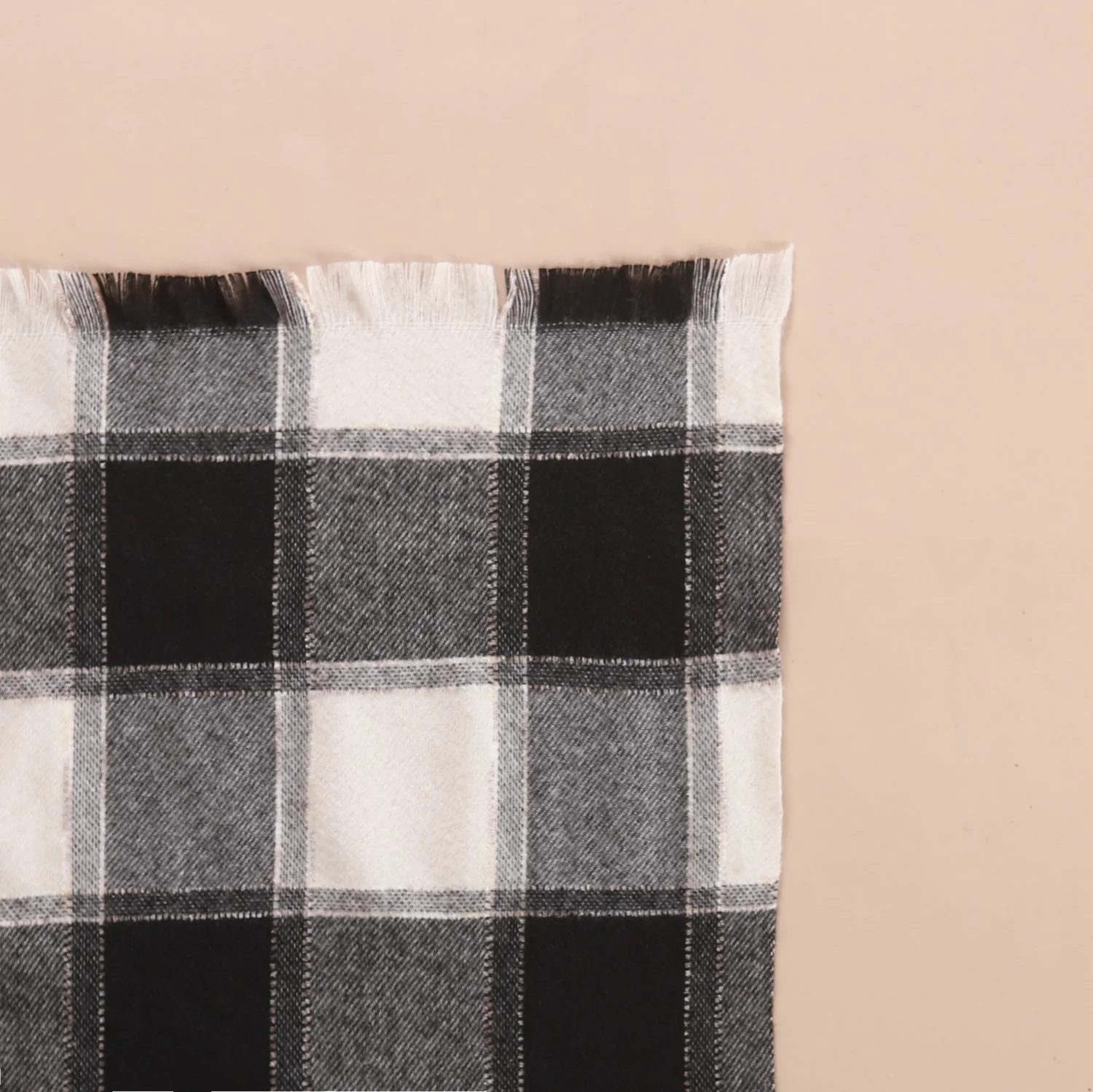 Black And White Plaid Scarf - Image 6
