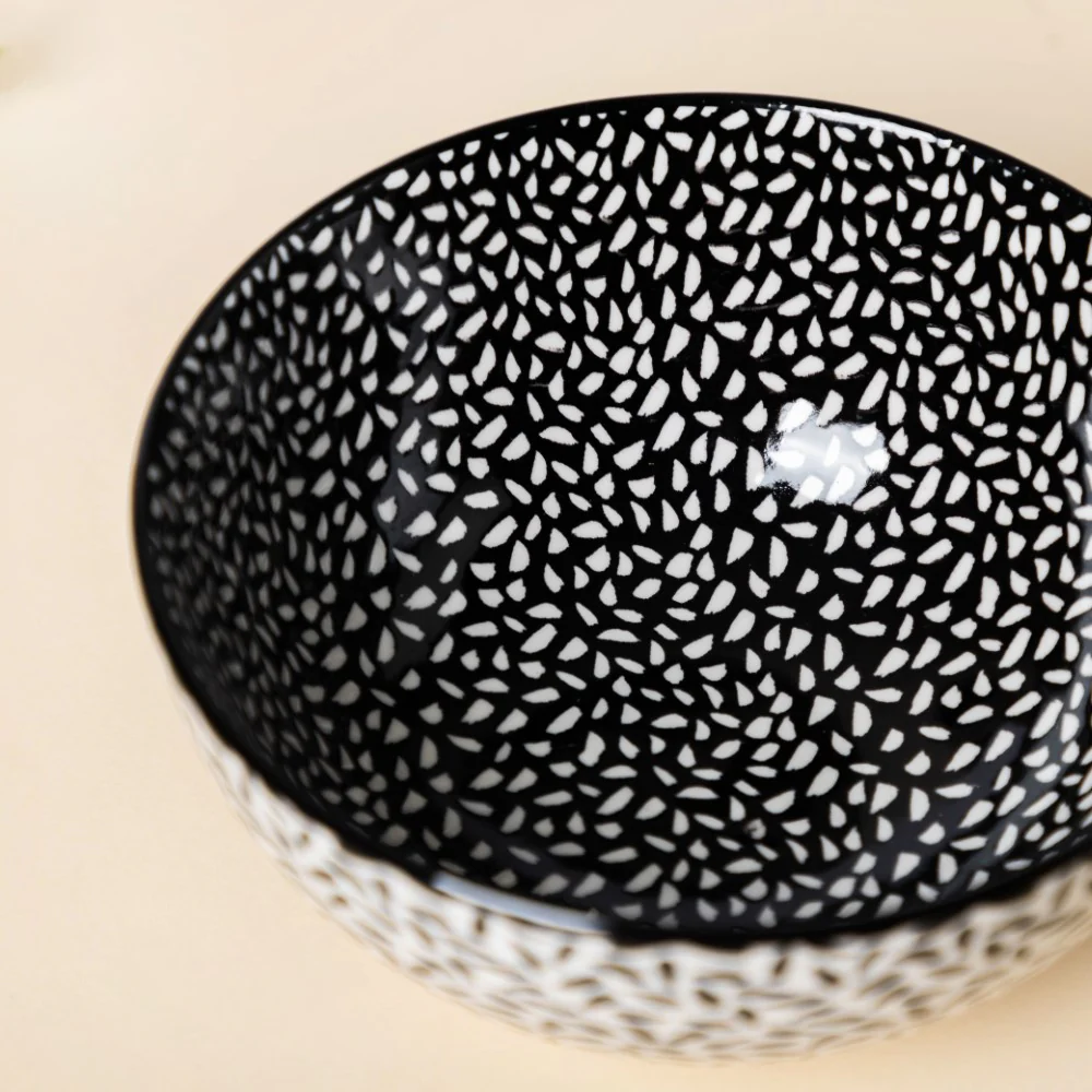 Black And White Snack Bowl 400ml Set Of 2 - Image 6