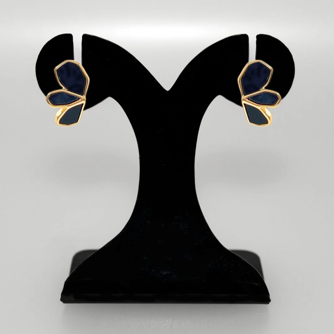 Black Blossom Gold Studs - Image 6