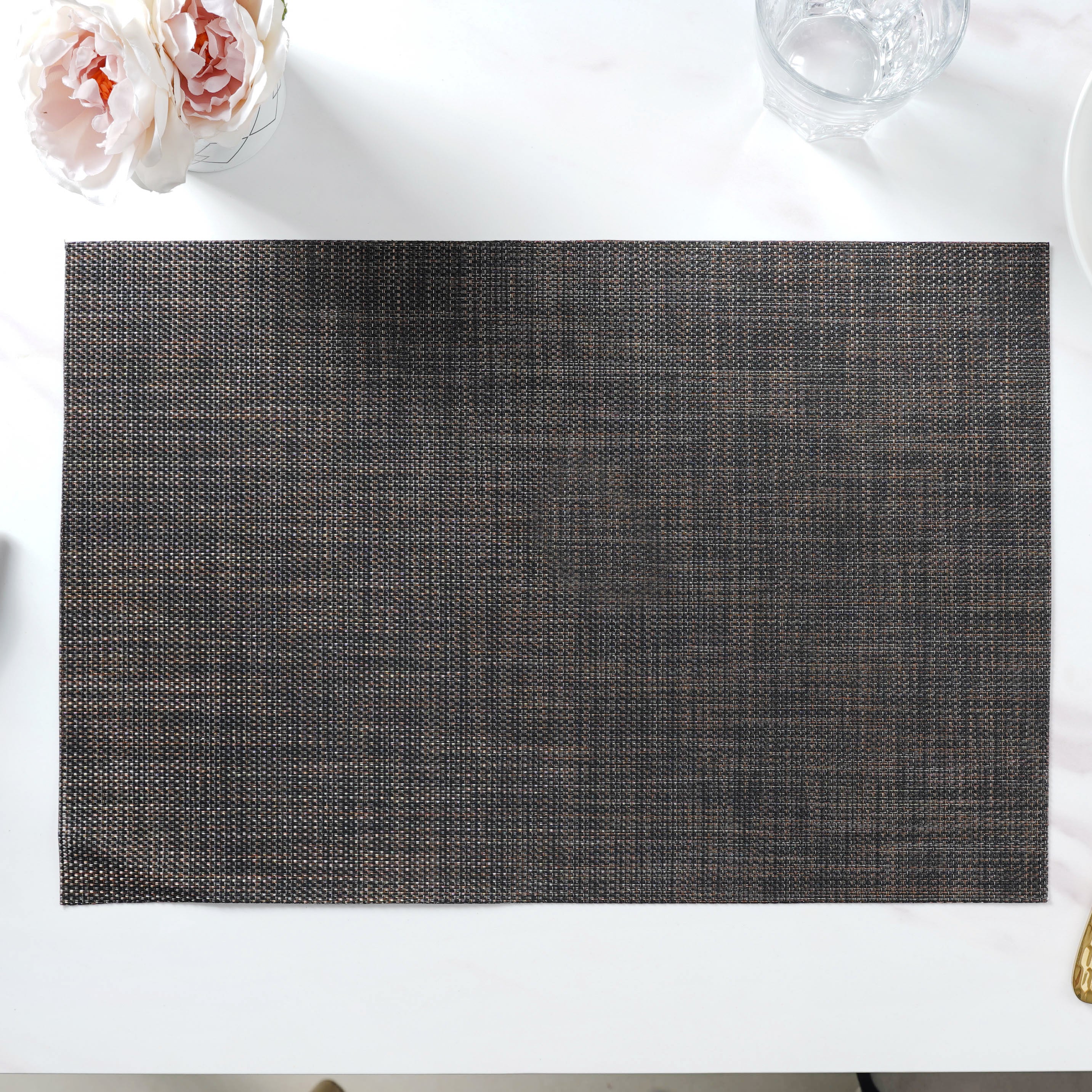 Black Brown PVC Table Mat Set of 6 - Image 8