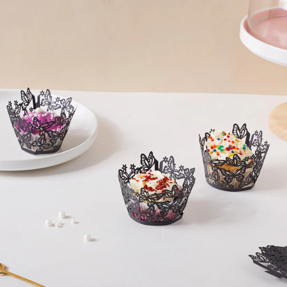 Black Butterfly Lace Cupcake Wrapper Set of 20 - Image 7