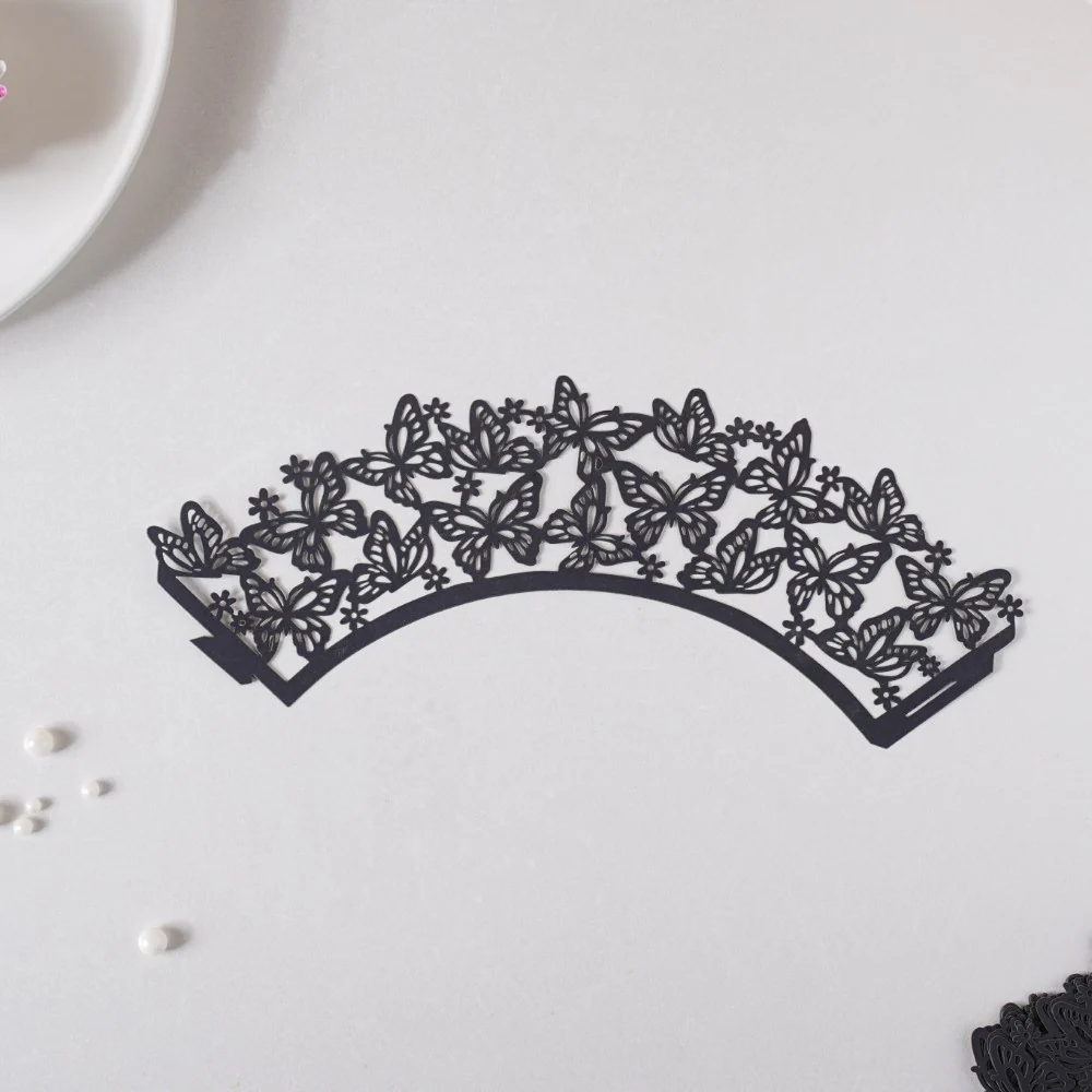 Black Butterfly Lace Cupcake Wrapper Set of 20 - Image 8