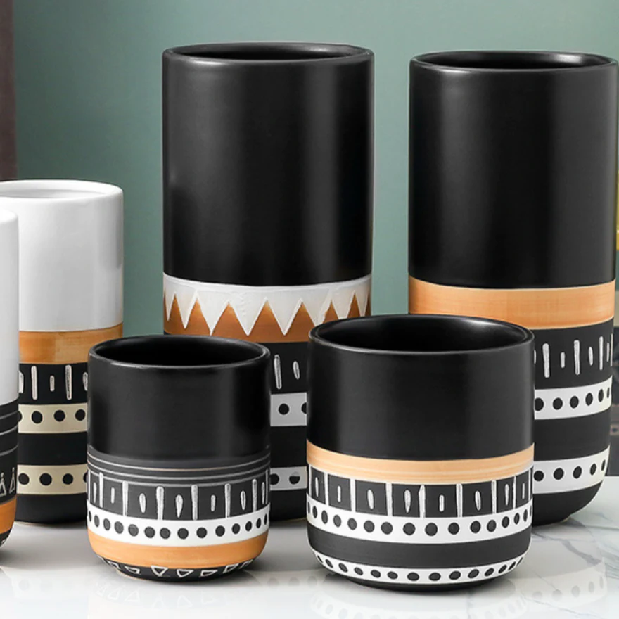 Black Ethnic Flower Pot - Image 2