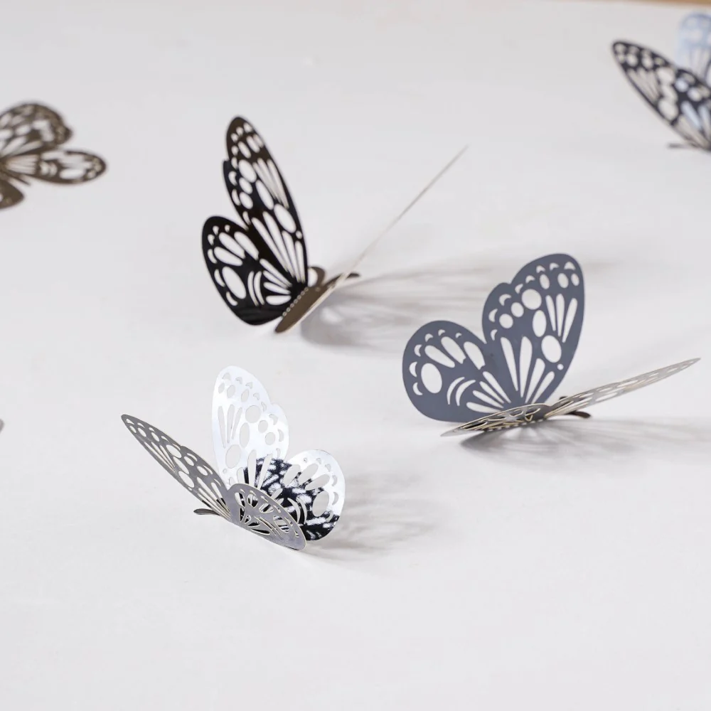 Black Foil Butterfly 3D Wall Stickers Set Of 12 - Image 8