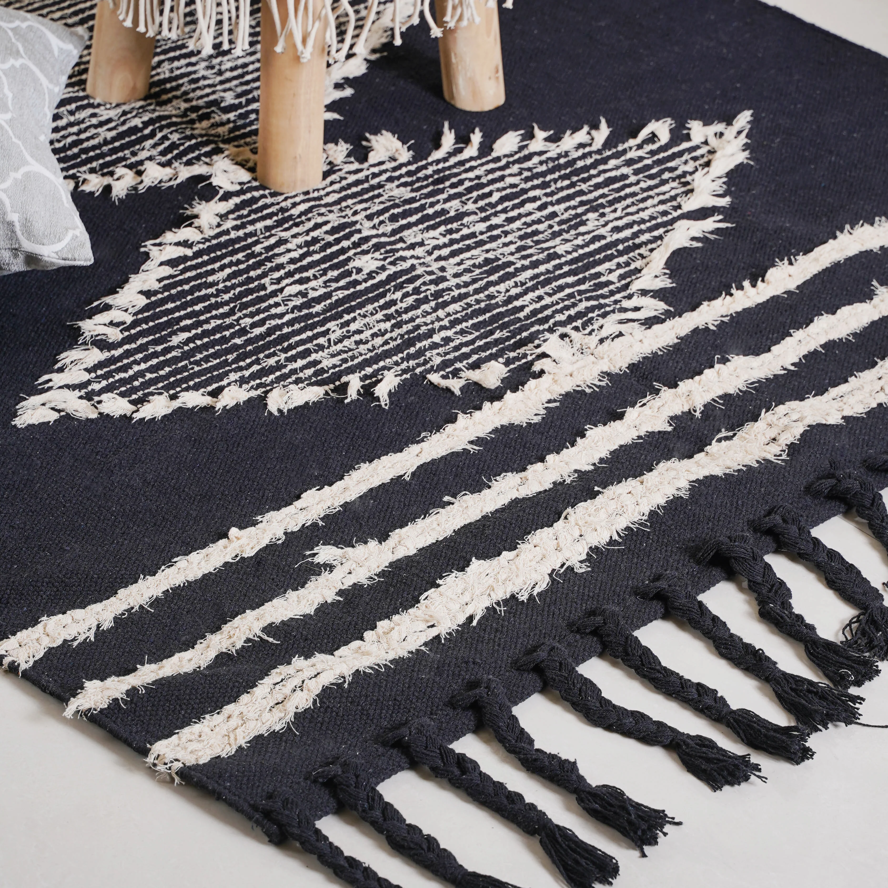 Black Handwoven Carpet for Living Room - Image 7