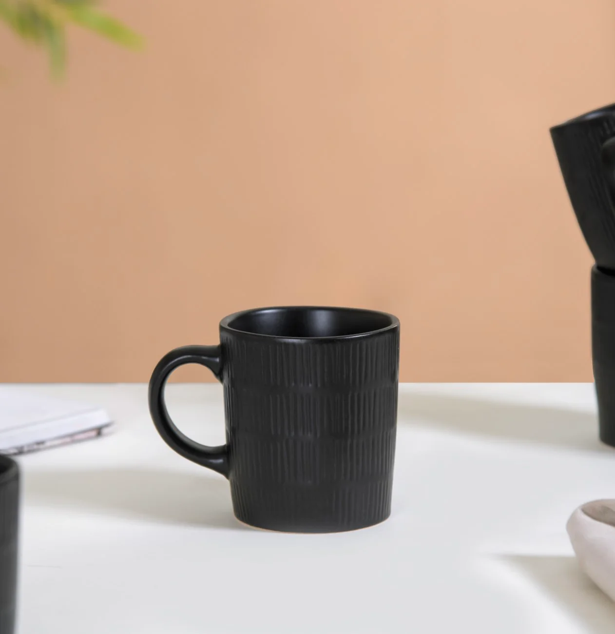 Black Matte Coffee Mug Set Of 6 220ml - Image 3