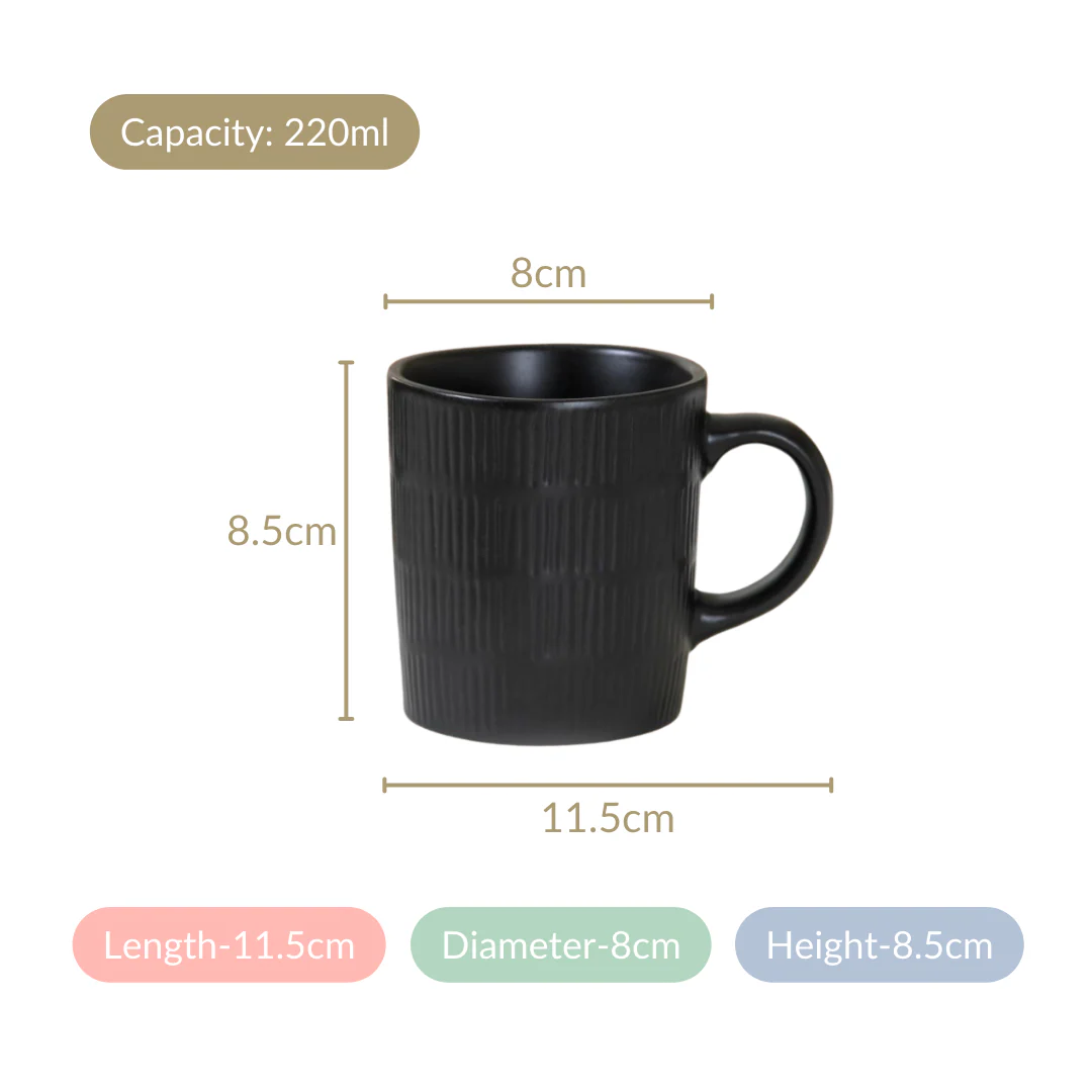 Black Matte Coffee Mug Set Of 6 220ml - Image 5