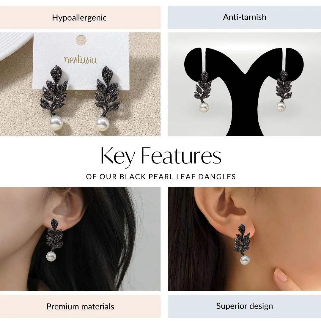 Black Pearl Leaf Dangles - Image 4