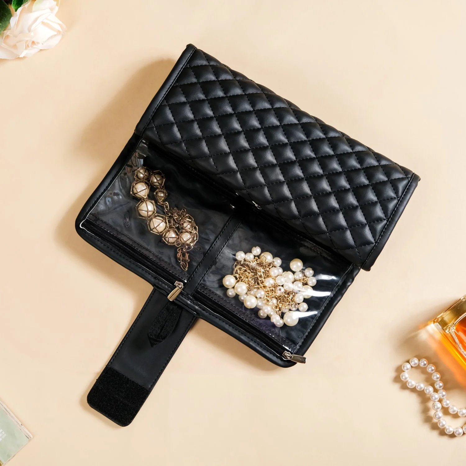 Black Quilted Jewellery Organiser - Image 2