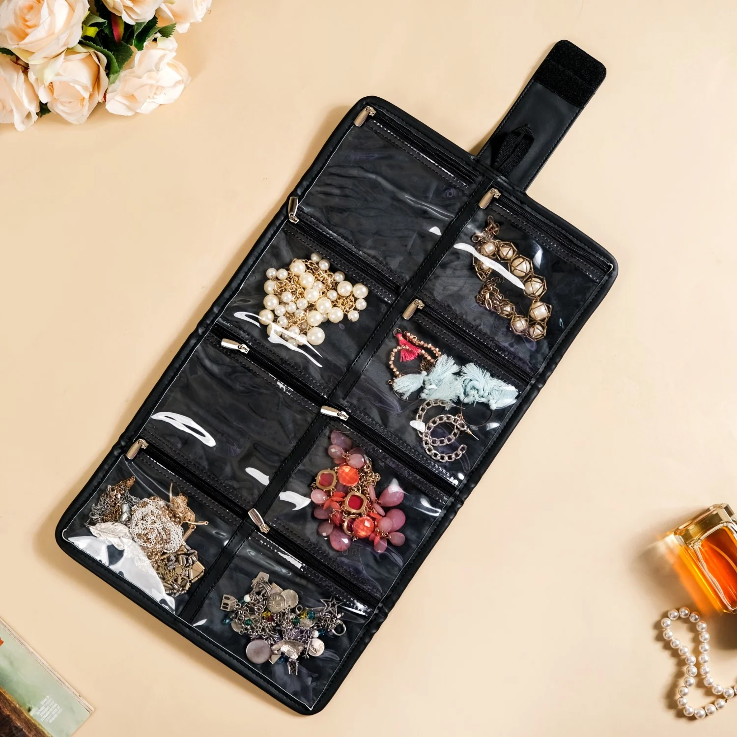 Black Quilted Jewellery Organiser - Image 3