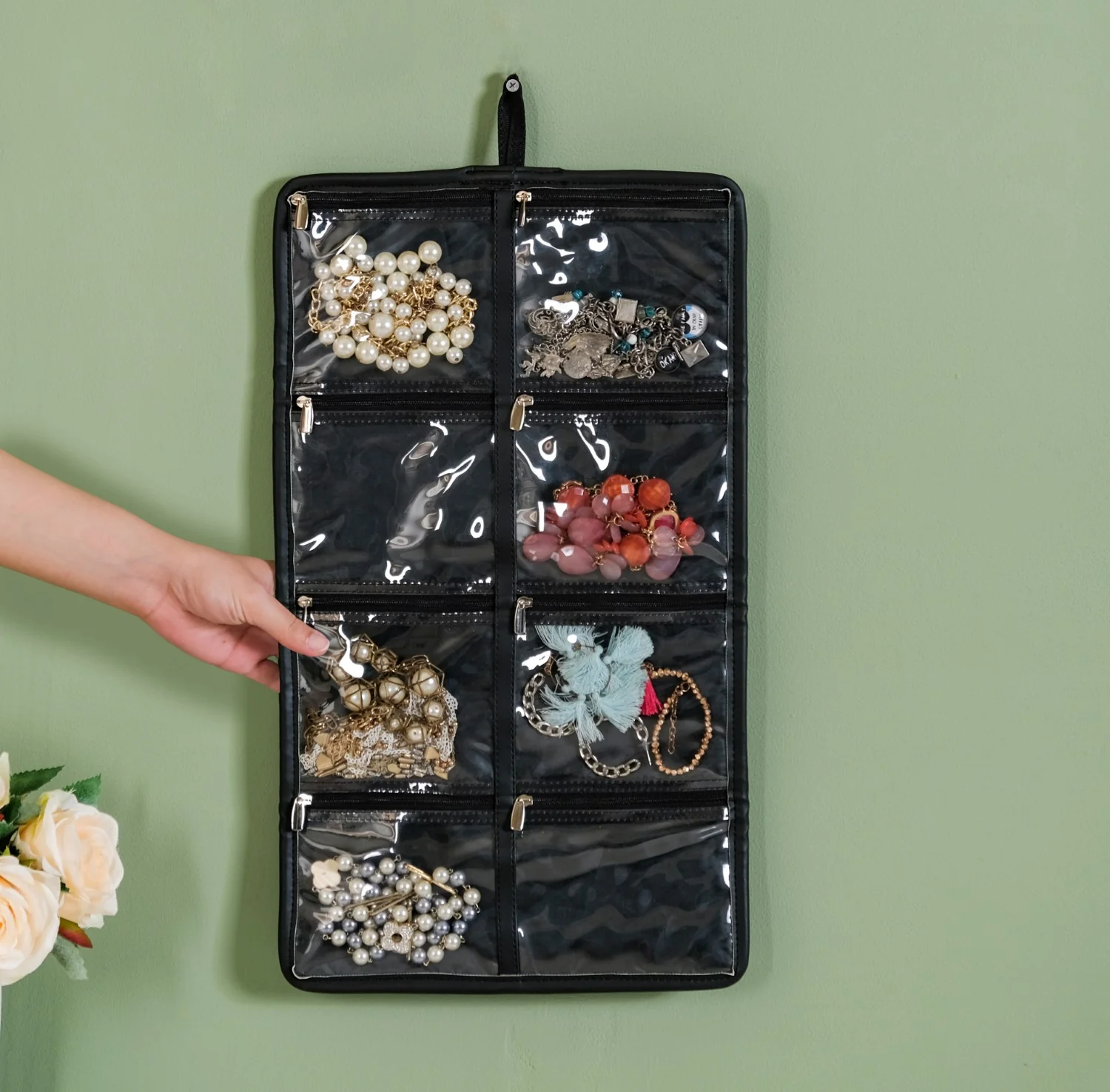 Black Quilted Jewellery Organiser - Image 4