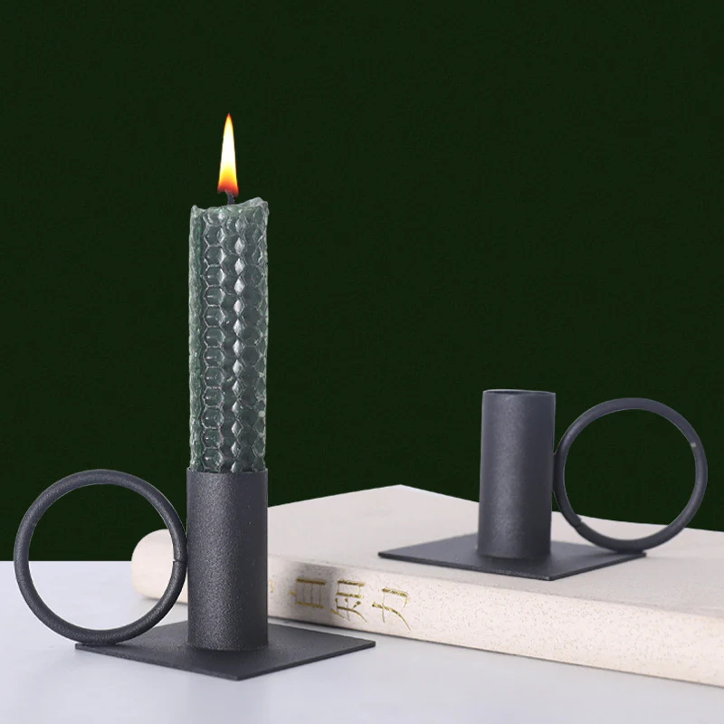 Black Ring Candle Holders Set Of 2 - Image 6