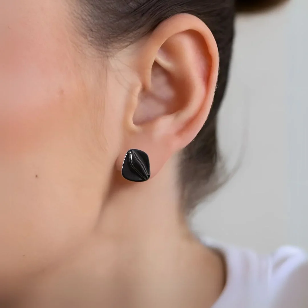 Black Sculpted Studs - Image 2