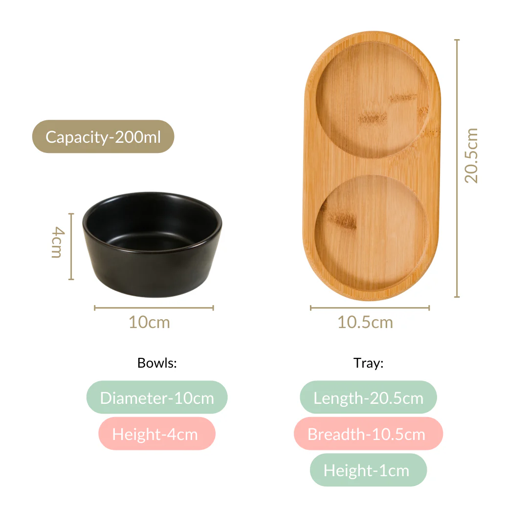 Black Snack Bowls Set Of 2 With Serving Tray 200ml - Image 4